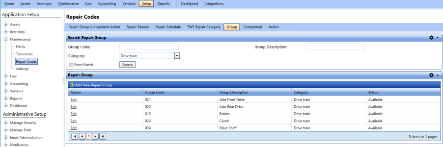 Repair group tab